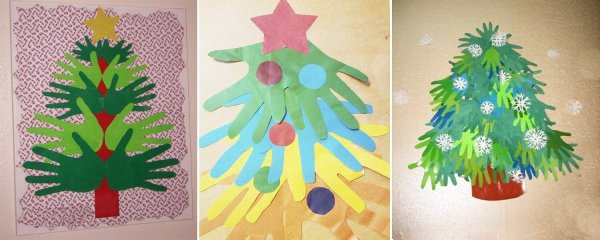 Новогодняя елка из ладошек