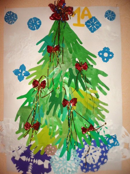 Рисование ладошками новый год