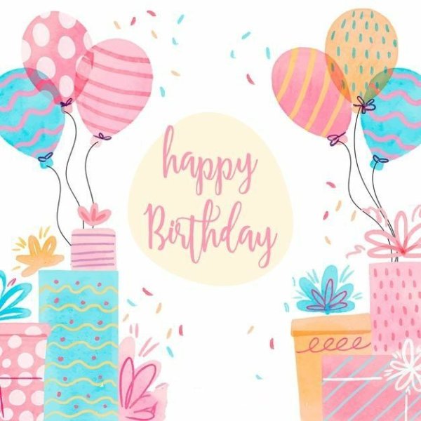 Открытка с днем рождения акварель