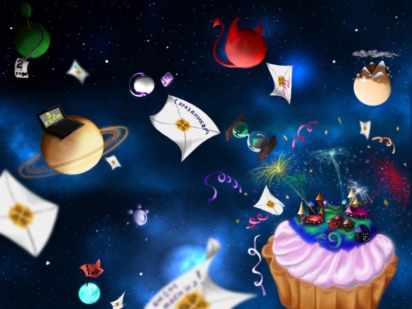 С днём рождения космические открытки