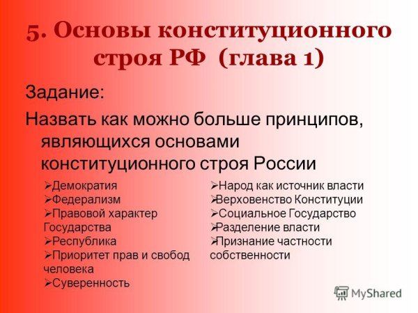 Принципы конституционного строя РФ таблица 9 класс