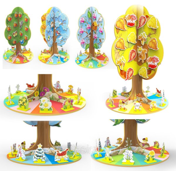 Дерево в Разное время года для детей