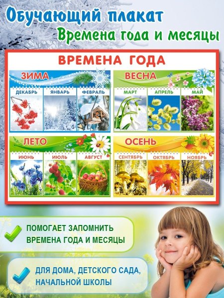 Обучающий плакат времена года