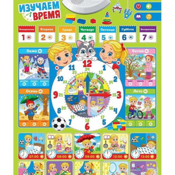 Обучающий плакат изучаем время