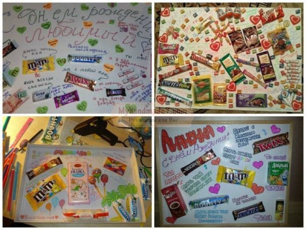 Плакат со сладостями на день рождения