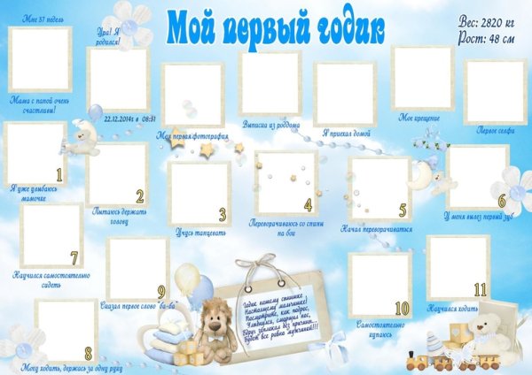 Плакат первый год жизни малыша