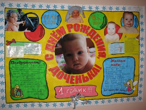 Плакаты на первый день рождения ребенка