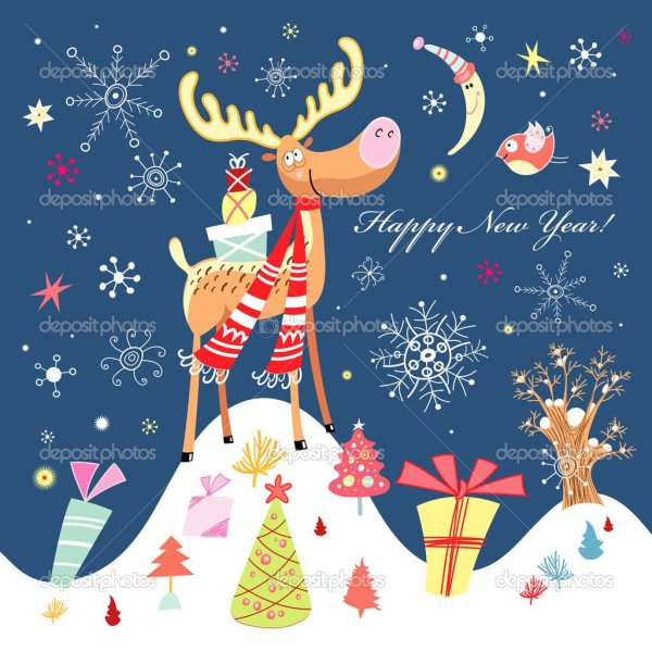 Новогодние стилизованные иллюстрации