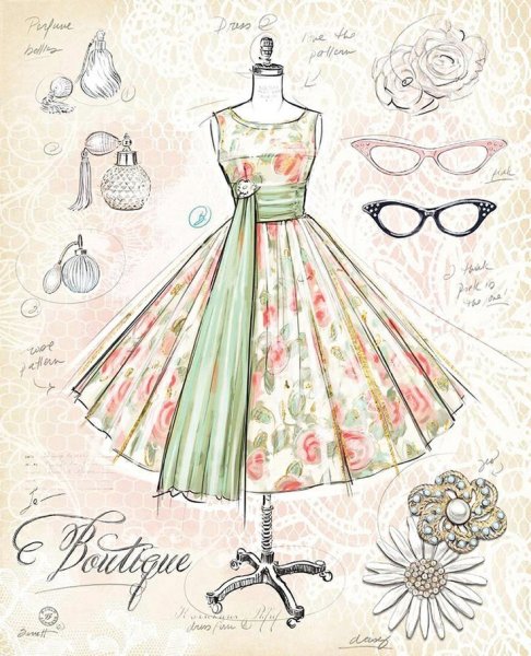 Эскиз винтажного платья
