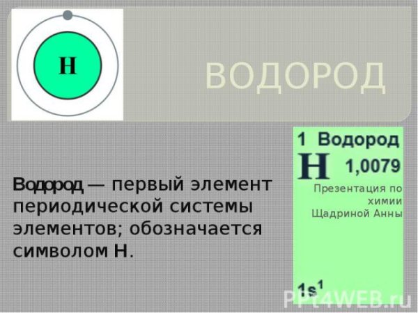 Водород презентация