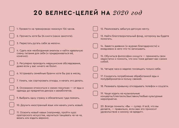 Чек лист достижения целей