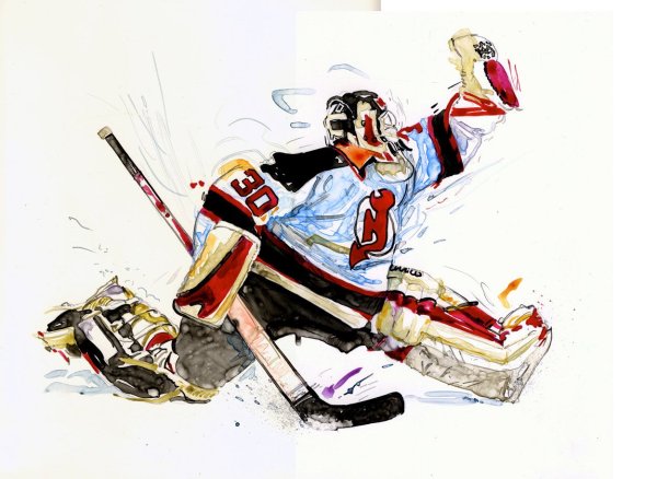 Хоккей клюшка акварель