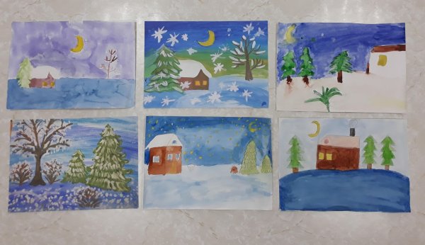 Творческие работы детей теме зима