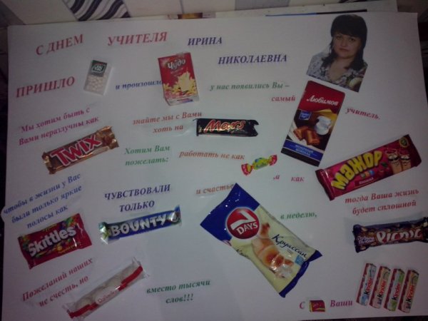 Плакат начальнице на день рождения из сладостей