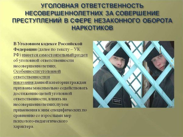 Уголовная ответственность наркотикам