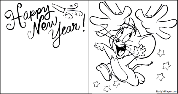 С новым годом том и Джерри раскраска