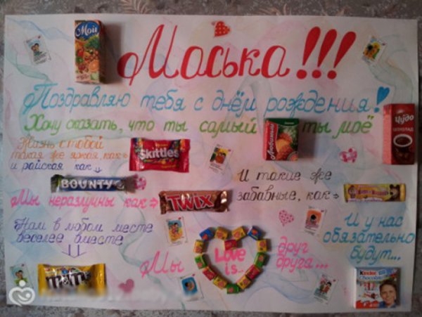 Плакат со сладостями на день рождения