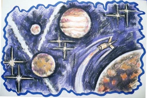 Плакат ко Дню космонавтики в детском саду