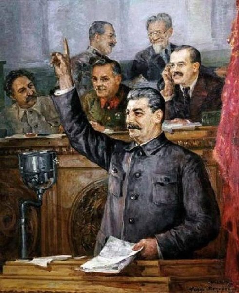 «И. В. Сталин и к. е. Ворошилов в Кремле» (1938) Александра Герасимова