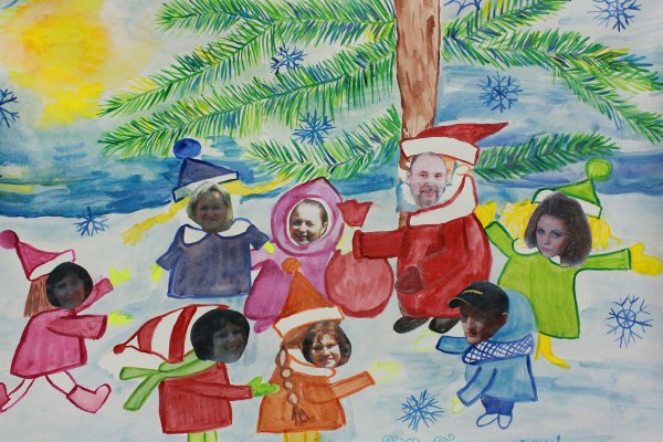 Новогодний плакат с лицами