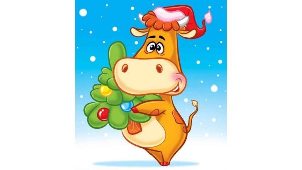 Бычок рисунок новый год