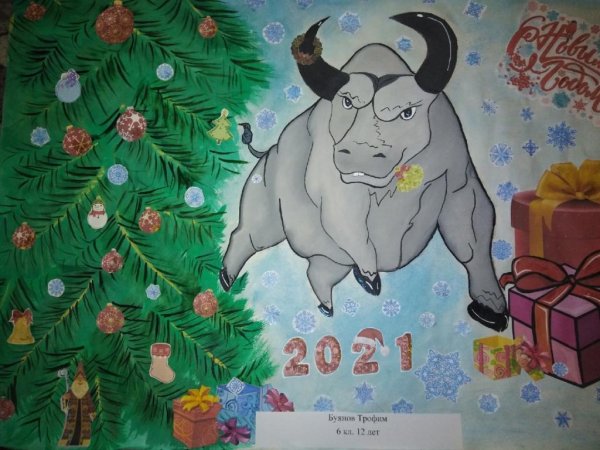 Плакаты на новый год быка в школу