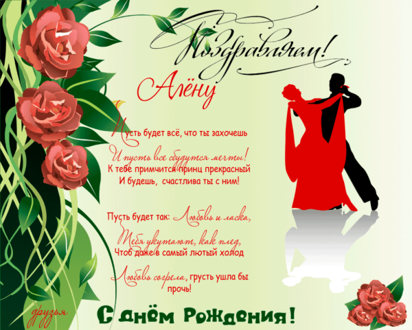 Баннер с днем рождения Алена