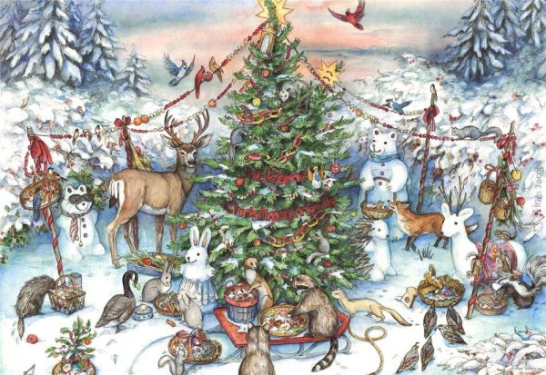 Животные вокруг елки