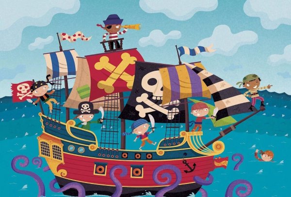 Пиратский корабль с пиратами