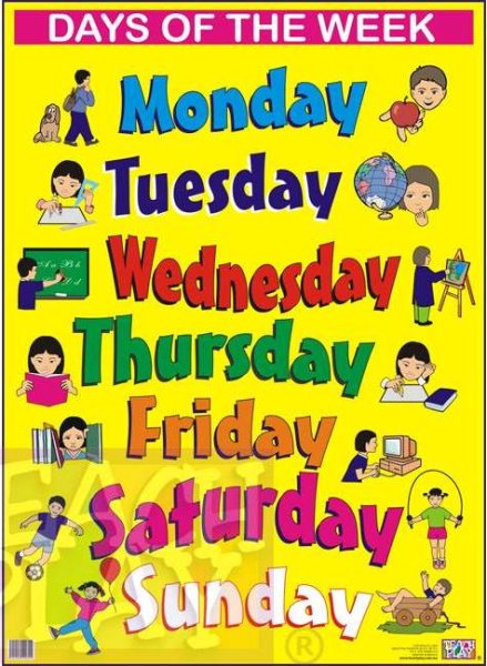 Дни недели на английском для детей