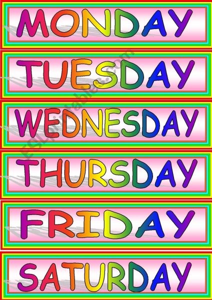 Дни недели на английском