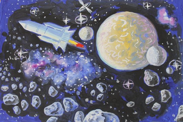 Детские рисунки ко Дню космонавтики