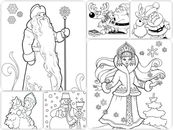 Трафареты на окна новогодние дед Мороз и Снегурочка