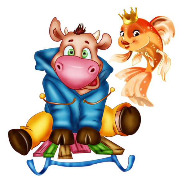 Бычок мультяшный новогодний