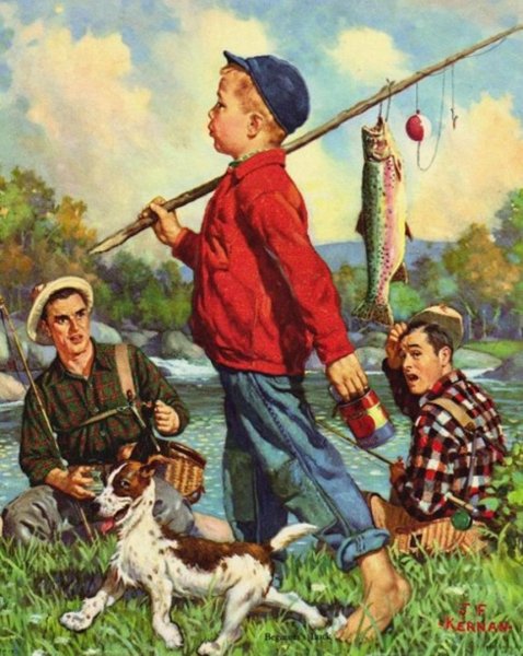 Картина мальчик с удочкой