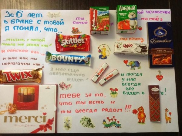 Подарок на ватмане со сладостями