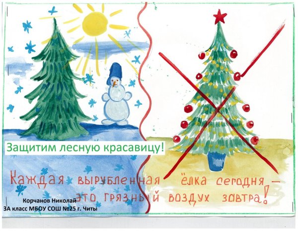 Плакат берегите елочку