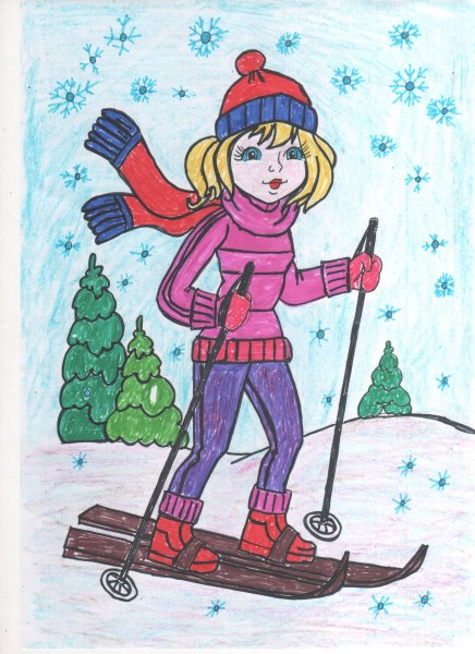 Детские рисунки зимний спорт