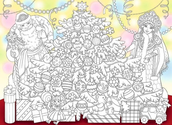 Большая Новогодняя раскраска