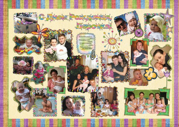 Плакат с фотографиями на день рождения