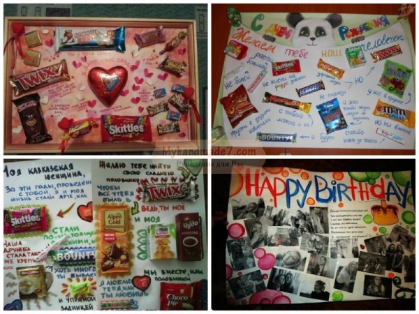 Плакат поздравление с днем рождения со сладостями