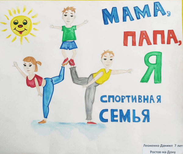 Мама папа я спортивная семья рисунок