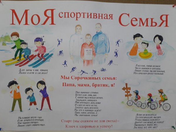 Плакат мама папа я спортивная семья