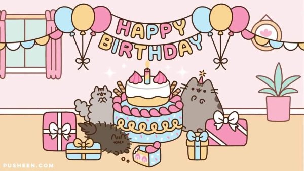 Кот Пушин Happy Birthday