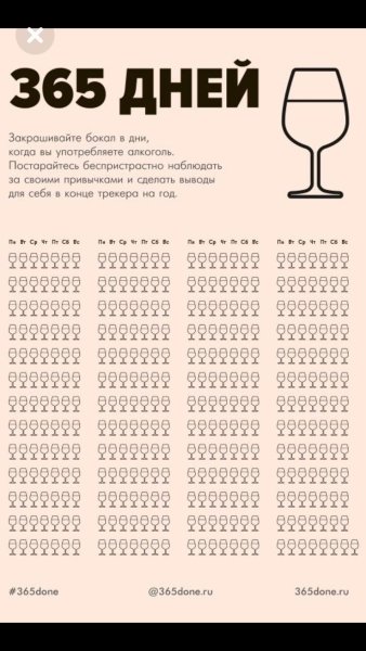 Чек лист алкоголь на месяц