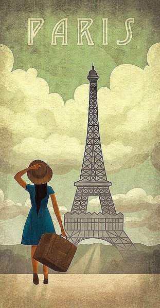 Vintage Travel poster Париж
