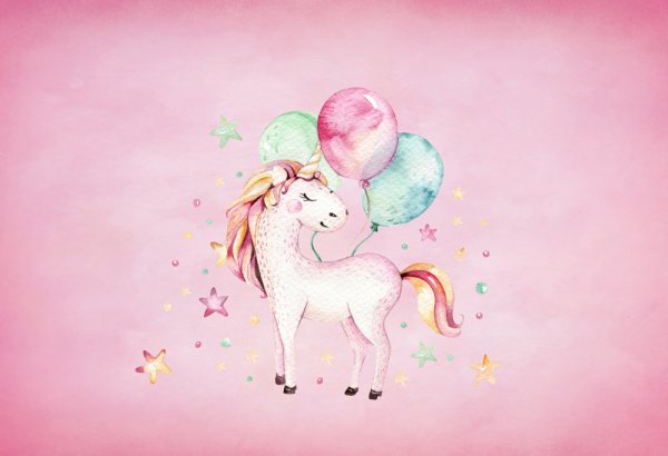 Единорог на розовом фоне