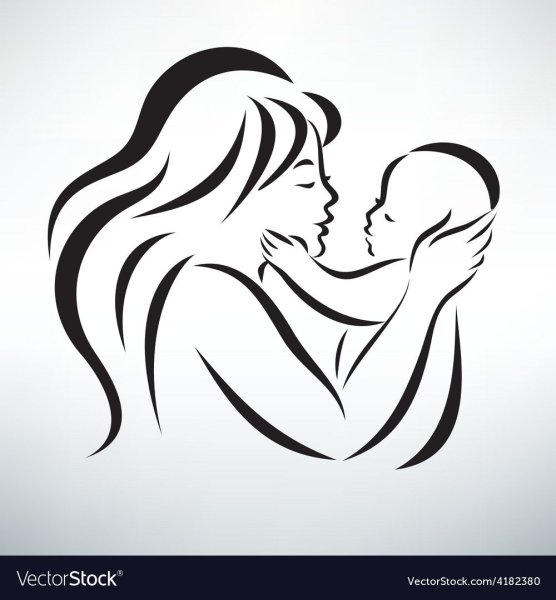 Силуэт мамы и ребенка ко Дню