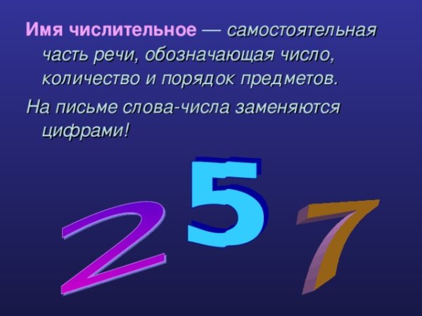 Имя числительное надпись