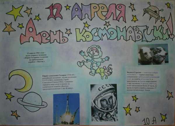 Плакат ко Дню космонавтики в детском саду